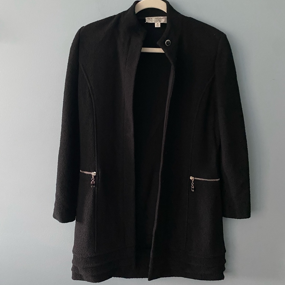 Vintage Longer Black Knit St. John Jacket